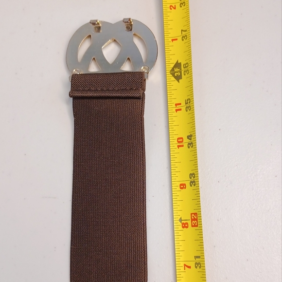 Chico’s One Size Stretch Boho Brown Gold Buckle Belt - Picture 12 of 13